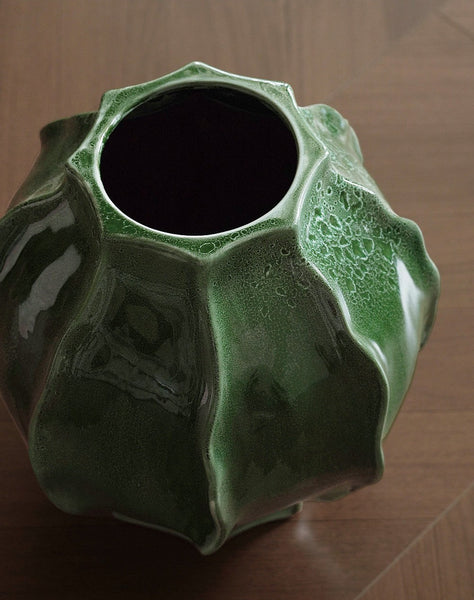 Large Contemporary Vases on Dining Table, Handmade Modern Flower Vase, Centerpiece Ceramic Bouquet Vases, Green Porcelain Vases for Modern Home Decor-ArtWorkCrafts.com