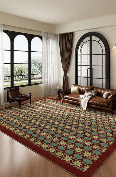 Mid Century Modern Rugs, Colorful Geometric Rugs for Dining Room, Minimalist Modern Rugs for Bedroom, Colorful Absract Rugs for Living Room-ArtWorkCrafts.com