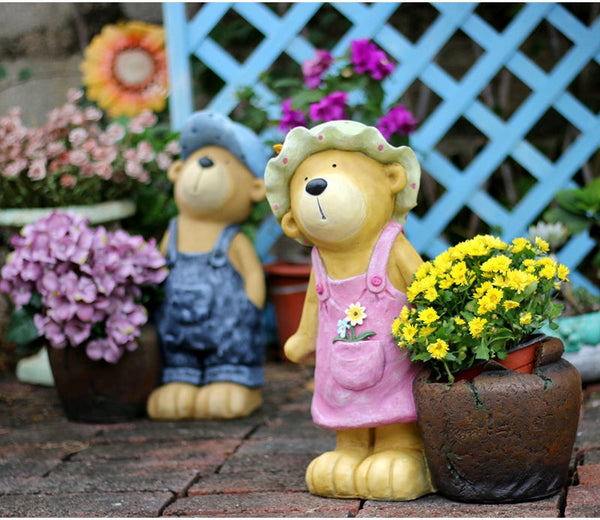 Garden Animal Sculpture Bear Statues, Garden Decor Ideas, Outdoor Garden Decoration, Animal Statues, Garden Ornament, Villa Courtyard Decor-ArtWorkCrafts.com