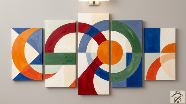 Geometric Contemporary Art, Abstract Acrylic Paintings, Hand Painted Canvas Art, Large Modern Paintings-ArtWorkCrafts.com