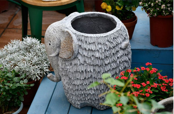 Elephant Flower Pot, Modern Animal Statue for Garden Ornaments, Large Elephant Flowerpot, Resin Statue for Garden, Villa Outdoor Decor Gardening Ideas-ArtWorkCrafts.com