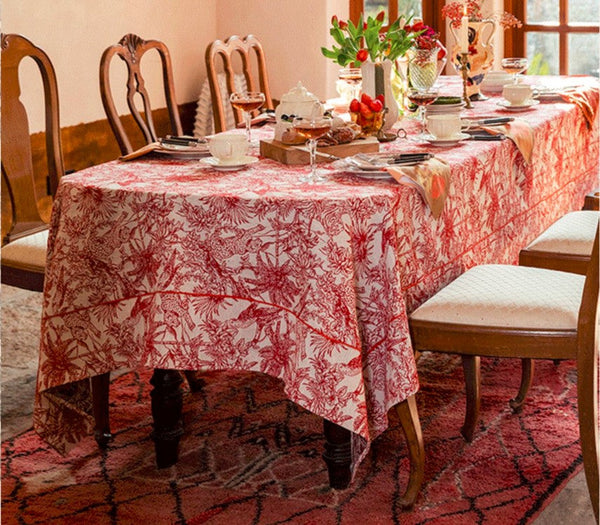 Modern Rectangle Tablecloth for Dining Room Table, Jungle Animals Leopard Parrot Pattern Tablecloth for Home Decoration, Large Square Tablecloth, Christmas Tablecloth-ArtWorkCrafts.com
