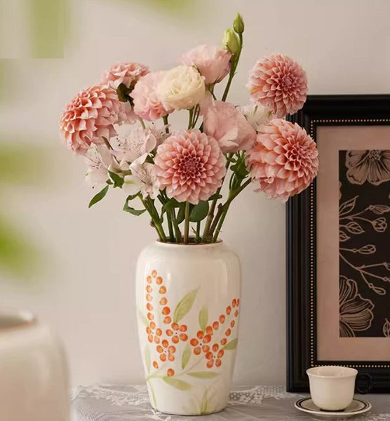 Porcelain Flower Vases, Large Flower Vases on Table, Dining Table Centerpiece, Ceramic Bouquet Vases, Handmade Water Holding Flower Vase-ArtWorkCrafts.com