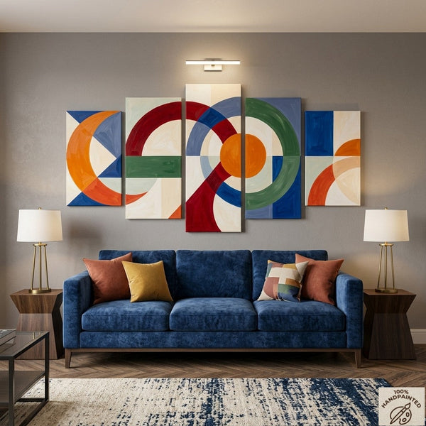 Geometric Contemporary Art, Abstract Acrylic Paintings, Hand Painted Canvas Art, Large Modern Paintings-ArtWorkCrafts.com