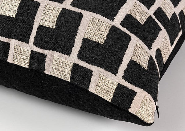 Black Chequer Modern Sofa Throw Pillows, Abstract Contemporary Throw Pillow for Living Room, Large Decorative Throw Pillows for Couch-ArtWorkCrafts.com