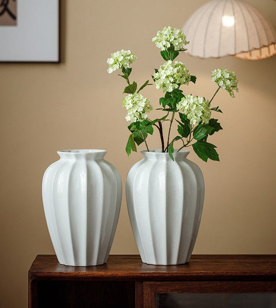 Large Flower Vases on Table, Centerpiece Ceramic Bud Vases, Porcelain Flower Vases, Handmade Water Holding Flower Vase-ArtWorkCrafts.com