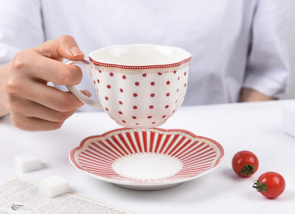 Creative Porcelain Tea Cup Saucer Set, Elegant Modern Ceramic Coffee Cups, Unique Porcelain Cup and Saucer, Afternoon British Tea Cups-ArtWorkCrafts.com