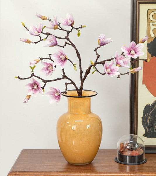 Contemporary Vases for Modern Home Decor, Handmade Liuli Vases, Color Glaze Vase, Yellow Glass Bud Vases, Centerpiece Vases on Table-ArtWorkCrafts.com