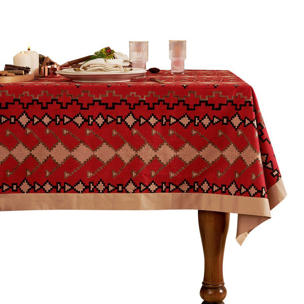 Red Christmas Holiday Tablecloth for Oval Table, Large Modern Rectangle Tablecloth for Dining Room Table, Square Table Covers for Kitchen, Farmhouse Table Cloth for Round Table-ArtWorkCrafts.com