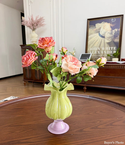 Centerpiece Contemporary Vases on Table, Modern Glass Vase for Flowers, Mid Century Glass Vases, Handmade Modern Vases for Living Room, Unique Decorative Glass Vase-ArtWorkCrafts.com