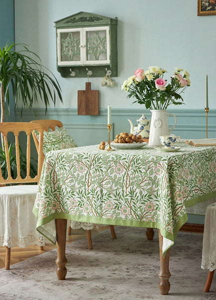 Large Rectangle Tablecloth for Dining Room Table, Square Tablecloth for Round Table, Farmhouse Table Cloth, Flower Pattern Tablecloth-ArtWorkCrafts.com