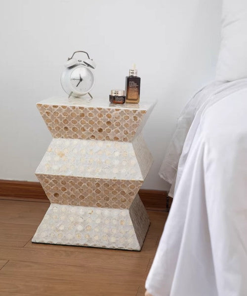 Unique Small End Table, Contemporary Bedside Table, Portable Casual Side Table, Shell Small Sofa Side Table, Creative Coffee Table-ArtWorkCrafts.com