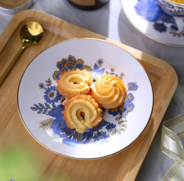 Afternoon British Tea Cups, Unique Iris Flower Tea Cups and Saucers in Gift Box, Elegant Ceramic Coffee Cups, Royal Bone China Porcelain Tea Cup Set-ArtWorkCrafts.com