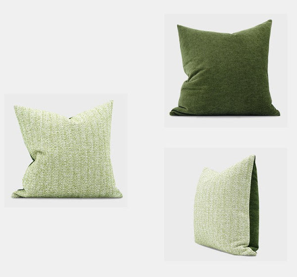 Green White Modern Sofa Pillows, Large Square Modern Throw Pillows for Couch, Simple Throw Pillow for Interior Design, Large Decorative Throw Pillows-ArtWorkCrafts.com