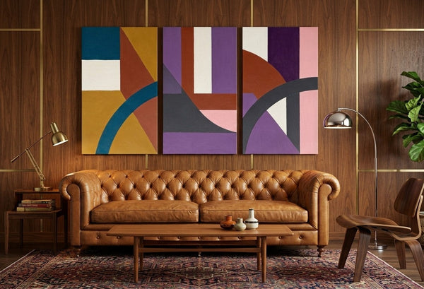 Large Abstract Paintings for Living Room, Multi Panel Canvas Art, Large Group Paintings, Geometric Abstract Paintings