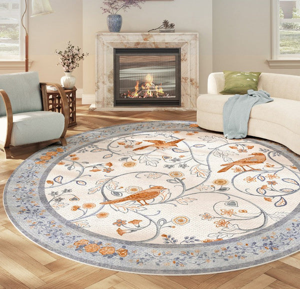 Dining Room Contemporary Round Rugs, Bedroom Modern Round Rugs, Modern Rug Ideas for Living Room, Circular Modern Rugs under Chairs-ArtWorkCrafts.com