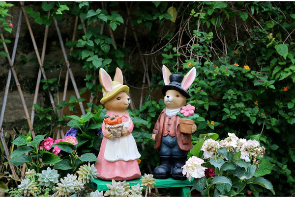 Garden Animal Sculpture Rabbit Statues, Garden Decor Ideas, Animal Statue for Garden Ornament, Villa Courtyard Decor, Outdoor Garden Decoration-ArtWorkCrafts.com