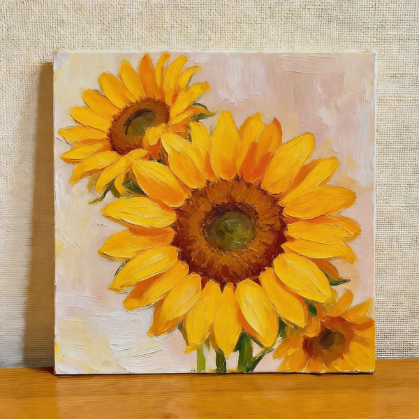 Sunflowers in Full Bloom, Still Life Painting, Hand Painted Canvas Art, Original Flower Paintings, Buy Small Paintings Online, Small Canvas Artwork-ArtWorkCrafts.com
