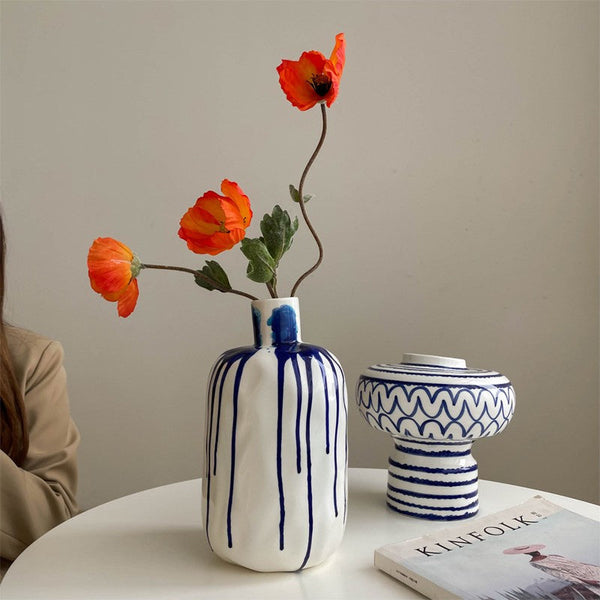 Modern Ceramic Flower Vases, Handmade Water Holding Flower Vases, Porcelain Bud Vases, Small Flower Vases on Table-ArtWorkCrafts.com