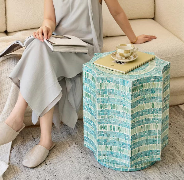Shell Small Sofa Side Table, Contemporary Bedside Table, Bedside Small Side Table, Modern Side Table, Small End Table, Portable Casual Side Table, Creative Coffee Table, Contemporary Side Table-ArtWorkCrafts.com