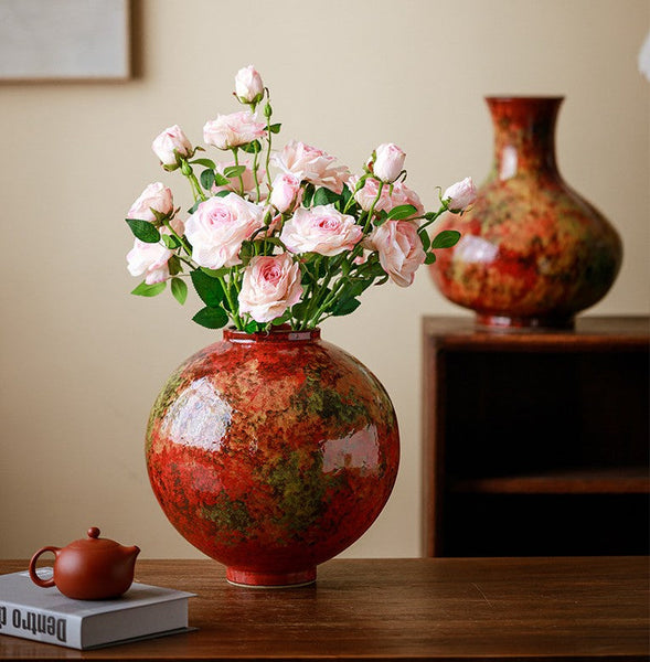 Large Pottery Flower Vases, Handmade Water Holding Flower Vases, Modern Bouquet Flower Vases, Centerpiece on Dining Table, Flower Vase on Table-ArtWorkCrafts.com