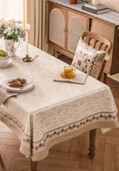Kitchen Table Cover, Flower Tablecloth for Round Table, Elegant Table Cover for Dining Room Table, Modern Rectangle Tablecloth for Oval Table-ArtWorkCrafts.com