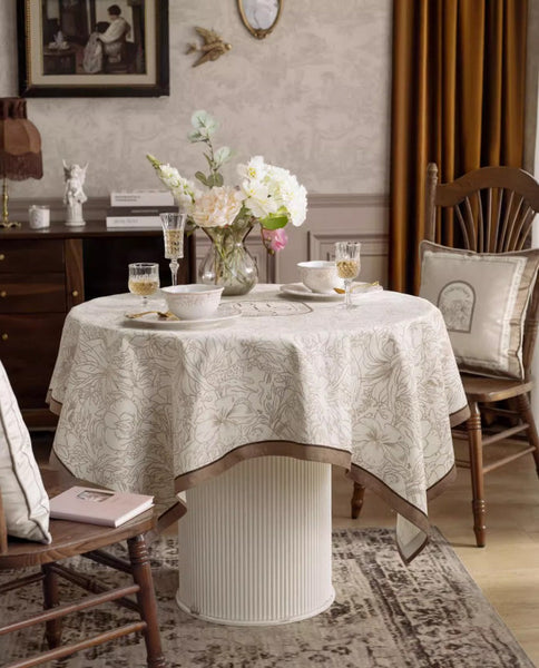 French Style Tablecloth for Dining Table, Beautiful Table Cover for Dining Room Table, Modern Rectangle Tablecloth for Oval Table-ArtWorkCrafts.com