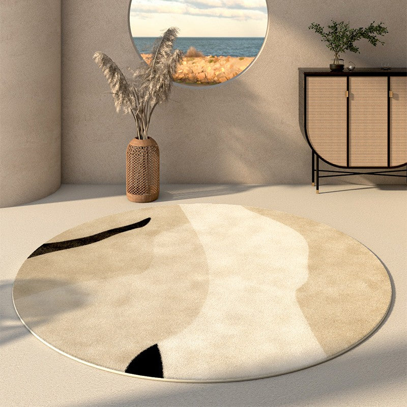 Simple Modern Floor Rugs Next to Bed, Bedroom Geometric Round Rugs, Circular Modern Rugs for Dining Room, Contemporary Floor Carpets for Entryway-ArtWorkCrafts.com