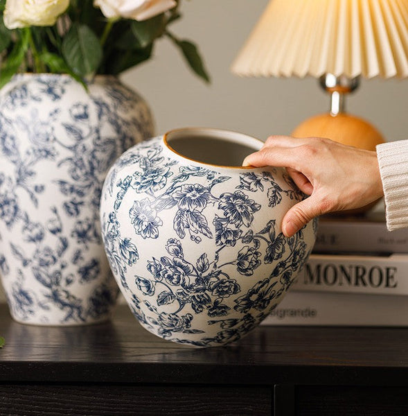 Centerpiece on Dining Table, Flower Vase on Table, Handmade Water Holding Flower Vases, Porcelain Flower Vases, Modern Ceramic Bouquet Vases-ArtWorkCrafts.com