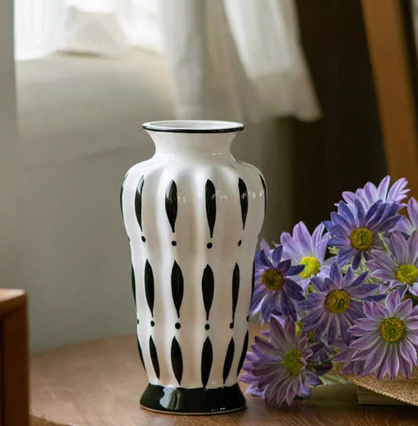 Modern Flower Vases on Table, Porcelain Flower Vases, Water Holding Flower Vases, Handmade Bouquet Ceramic Vases-ArtWorkCrafts.com