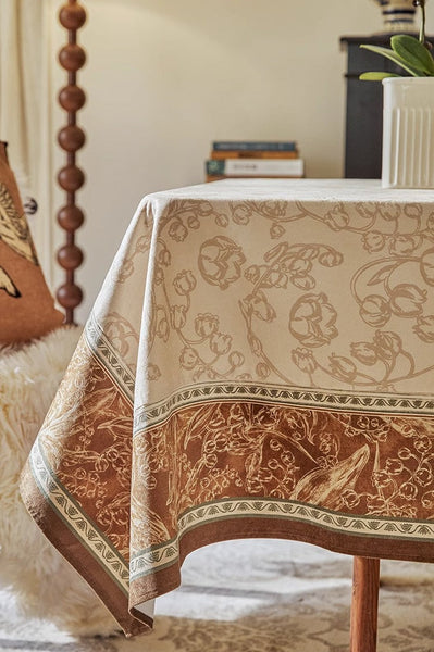 Flower Farmhouse Table Covers, Square Tablecloth for Round Table, Extra Large Modern Rectangular Tablecloth for Dining Room Table, Mid Century Tablecloth for Living Room-ArtWorkCrafts.com