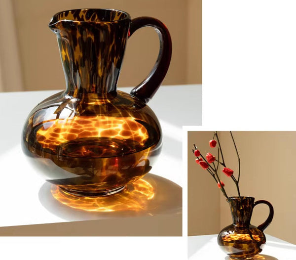 Mid Century Glass Vases, Centerpiece Contemporary Vases on Table, Handmade Modern Vases for Bedroom, Decorative Glass Vase, Modern Glass Vase for Flowers-ArtWorkCrafts.com