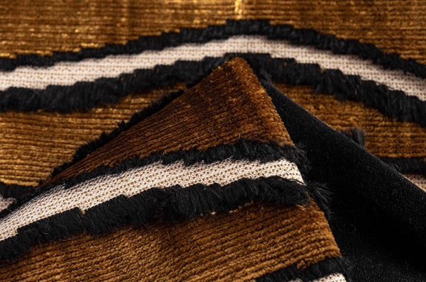 Golden Contemporary Pillows, Abstract Decorative Throw Pillows, Square Modern Throw Pillows for Couch, Large Simple Throw Pillow for Interior Design-ArtWorkCrafts.com