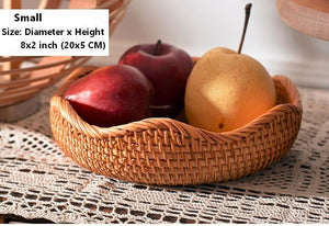 Woven Round Storage Baskets, Rattan Storage Baskets, Storage Baskets for Kitchen, Pantry Storage Baskets-ArtWorkCrafts.com