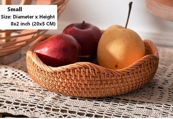 Woven Round Storage Baskets, Rattan Storage Baskets, Storage Baskets for Kitchen, Pantry Storage Baskets-ArtWorkCrafts.com