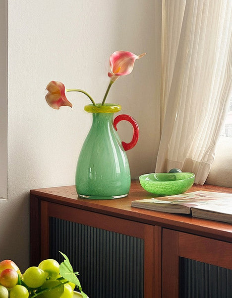 Small Flower Vase, Modern Glass Flower Vases, Handmade Glass Bud Vases, Water Holding Flower Vases, Flower Vases on Table-ArtWorkCrafts.com