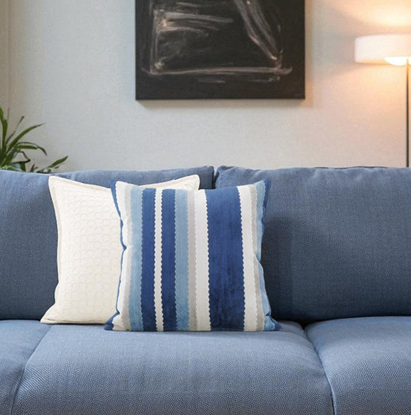 Contemporary Square Modern Throw Pillows for Couch, Large Abstract Blue Decorative Throw Pillows, Simple Throw Pillow for Interior Design, Modern Sofa Pillows-ArtWorkCrafts.com