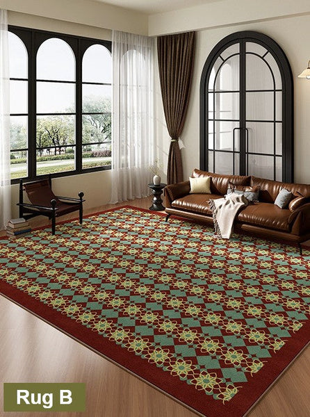 Minimalist Modern Rugs for Bedroom, Colorful Absract Rugs for Living Room, Mid Century Modern Rugs, Colorful Geometric Rugs for Dining Room-ArtWorkCrafts.com