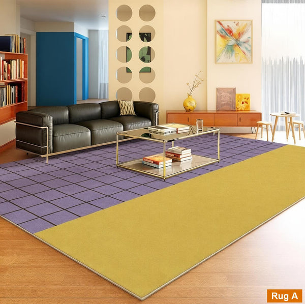 Living Room Contemporary Modern Rugs, Geometric Modern Rugs, Modern Carpets under Coffee Table, Colorful Modern Rugs for Bedroom-ArtWorkCrafts.com