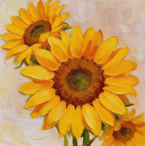Sunflowers in Full Bloom, Still Life Painting, Hand Painted Canvas Art, Original Flower Paintings, Buy Small Paintings Online, Small Canvas Artwork-ArtWorkCrafts.com