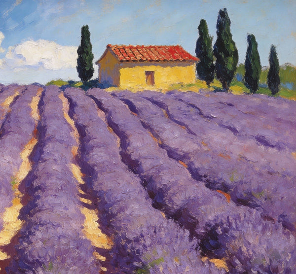 Lavender Field in Provence, Original Oil Paintings, Small Landscape Paintings, Small Oil Paintings on Canvas, Small Canvas Paintings, Hand Painted Canvas Art, Simple Painting Ideas-ArtWorkCrafts.com