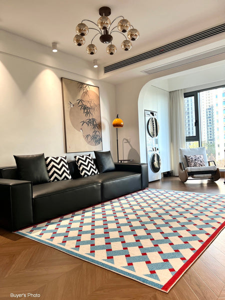 Modern Living Room Rug Ideas, Mid Century Modern Rugs, Contemporary Abstract Rugs for Dining Room, Geometric Contemporary Rugs-ArtWorkCrafts.com