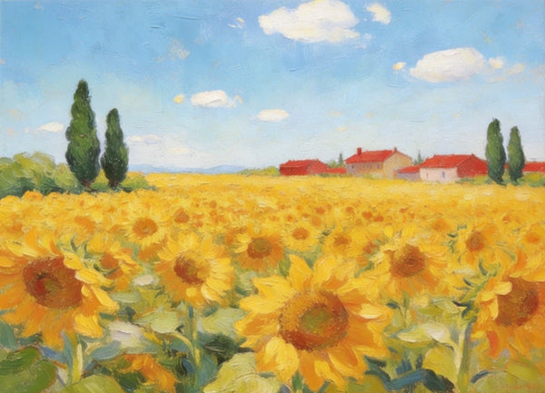 Original Landscape Paintings, Sunflower Field Painting, Small Canvas Wall Art Paintings, Buy Original Art Online, Hand Painted Canvas Artwork-ArtWorkCrafts.com