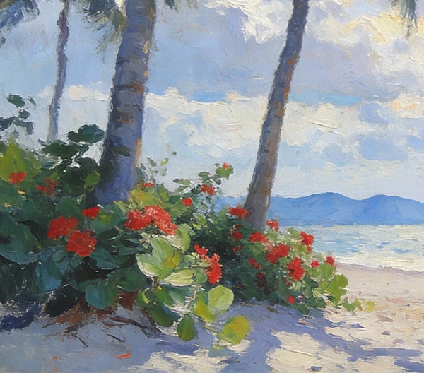 Small Wall Paintings, A Leisurely Florida Beach Holiday, Landscape Canvas Paintings, On Canvas Small Paintings, Hand Painted Canvas Art, Simple Painting Ideas-ArtWorkCrafts.com