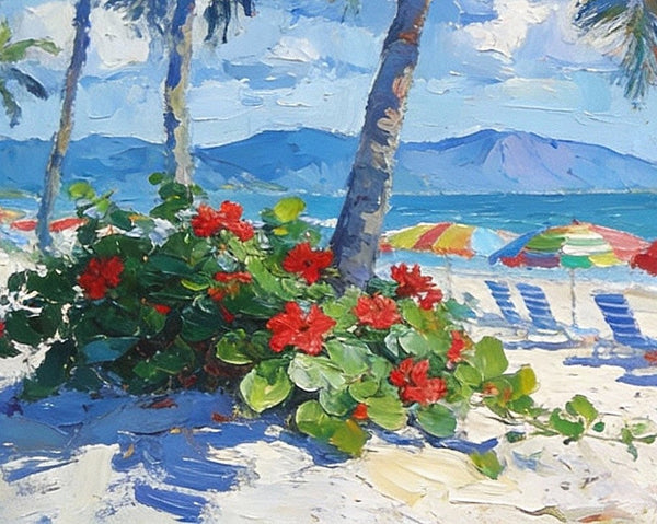 Florida Beach Vacation, Seashore Sail Boat Painting, Original Small Paintings on Canvas, Small Paintings on Canvas, Hand Painted Canvas Art, Small Landscape Paintings-ArtWorkCrafts.com