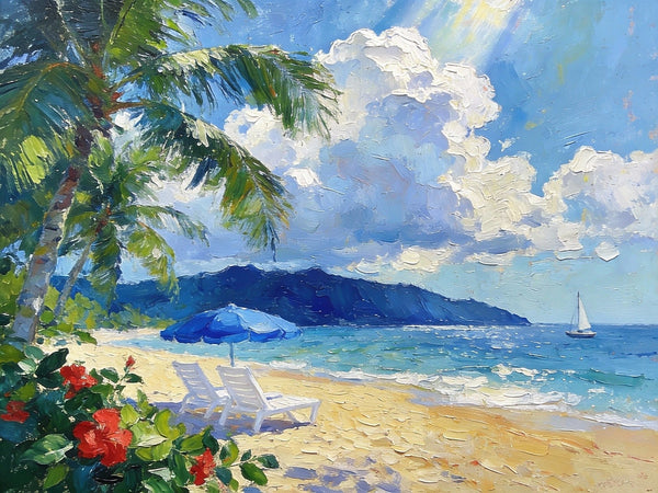 Small Oil Paintings on Canvas, Florida Beach Vacation, Landscape Canvas Paintings, Palette Knife Artwork, Hand Painted Canvas Art, Original Oil Paintings-ArtWorkCrafts.com