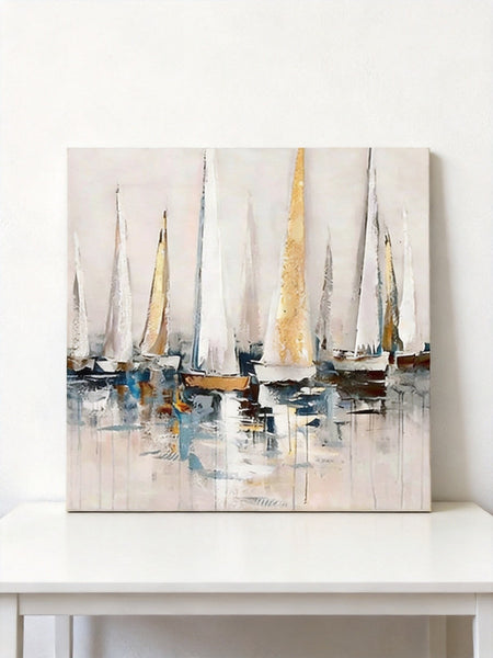 Original Abstract Paintings, Abstract Sail Boats Painting, Small Acrylic Painting on Canvas, Small Canvas Artwork, Hand Painted Canvas Art, Buy Small Paintings Online-ArtWorkCrafts.com
