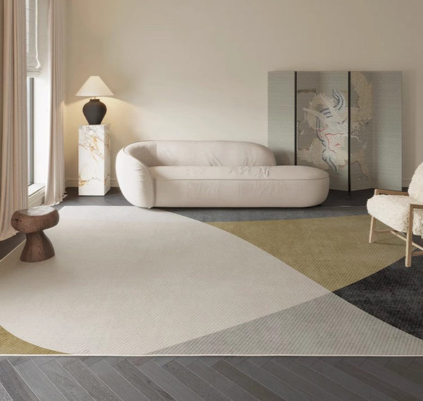 Modern Area Rugs for Living Room, Abstract Contemporary Modern Rugs, Geometric Area Rugs for Bedroom, Dining Room Floor Carpet Placement Ideas-ArtWorkCrafts.com