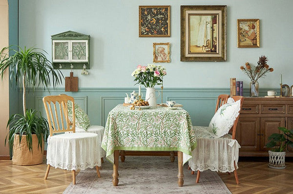 Large Rectangle Tablecloth for Dining Room Table, Square Tablecloth for Round Table, Farmhouse Table Cloth, Flower Pattern Tablecloth-ArtWorkCrafts.com