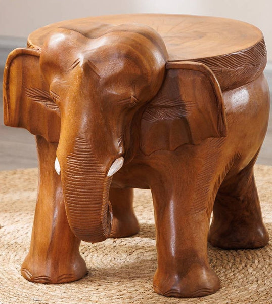 Dining Table Stool, Handmade Solid Wood low Stool, Elephant Wooden Stool, Elephant Sofa Stool, Creative Shoe-changing Stool-ArtWorkCrafts.com